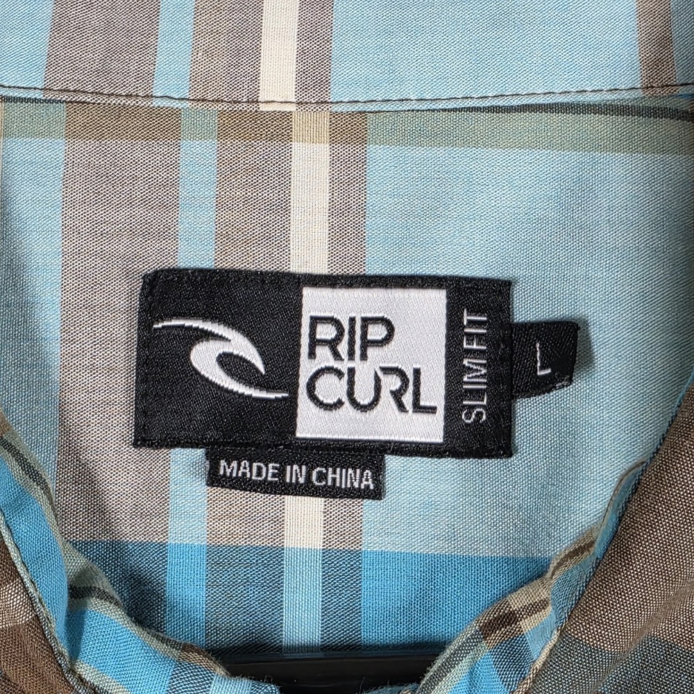 Rip Curl Men's Slim Fit Plaid Shirt Size Large Multi Color Plaid Short Sleeve - Picture 4 of 11